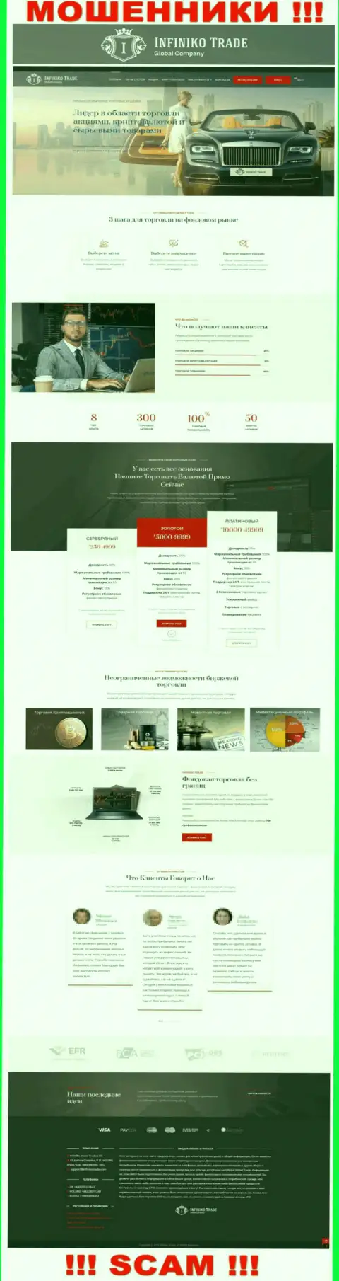 Официальная web-страница мошеннического проекта ИнфиникоТрейд Ком