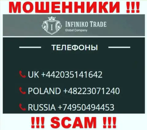 Сколько именно телефонных номеров у компании Infiniko Trade нам неизвестно, так что остерегайтесь левых звонков