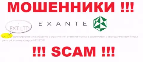 Компанией Exante Eu руководит XNT LTD - данные с официального информационного ресурса кидал