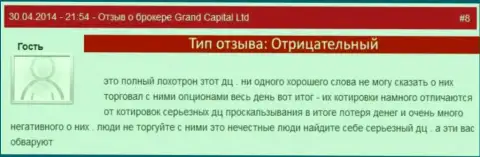 Обман в Grand Capital Group с рыночными котировками валют