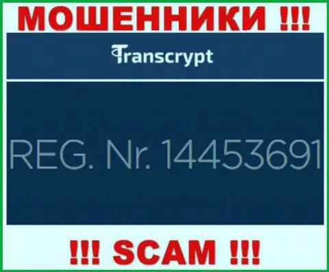 Номер регистрации конторы, которая управляет TransCrypt Eu - 14453691