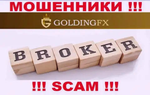 Broker - это конкретно то, чем промышляют internet мошенники Golding FX