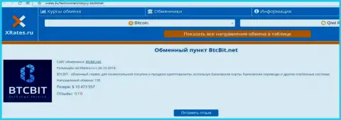 Краткая инфа об online-обменке BTCBit на сайте иксрейтс ру