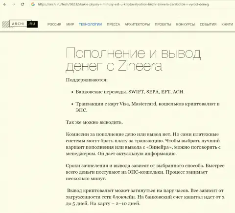 О разнообразии вариантов вывода вложенных денег в дилинговой организации Зиннейра Ком идет речь в материале на веб-сервисе Archi Ru